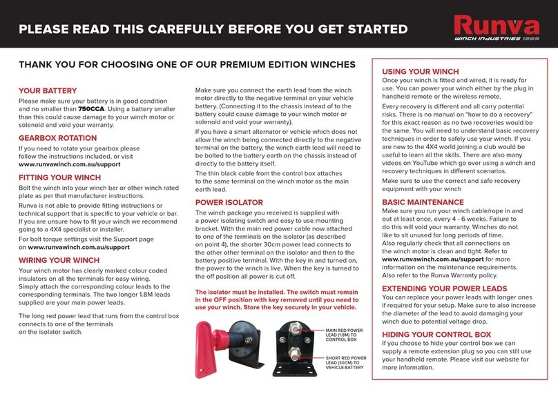 Runva Premium Series User manual