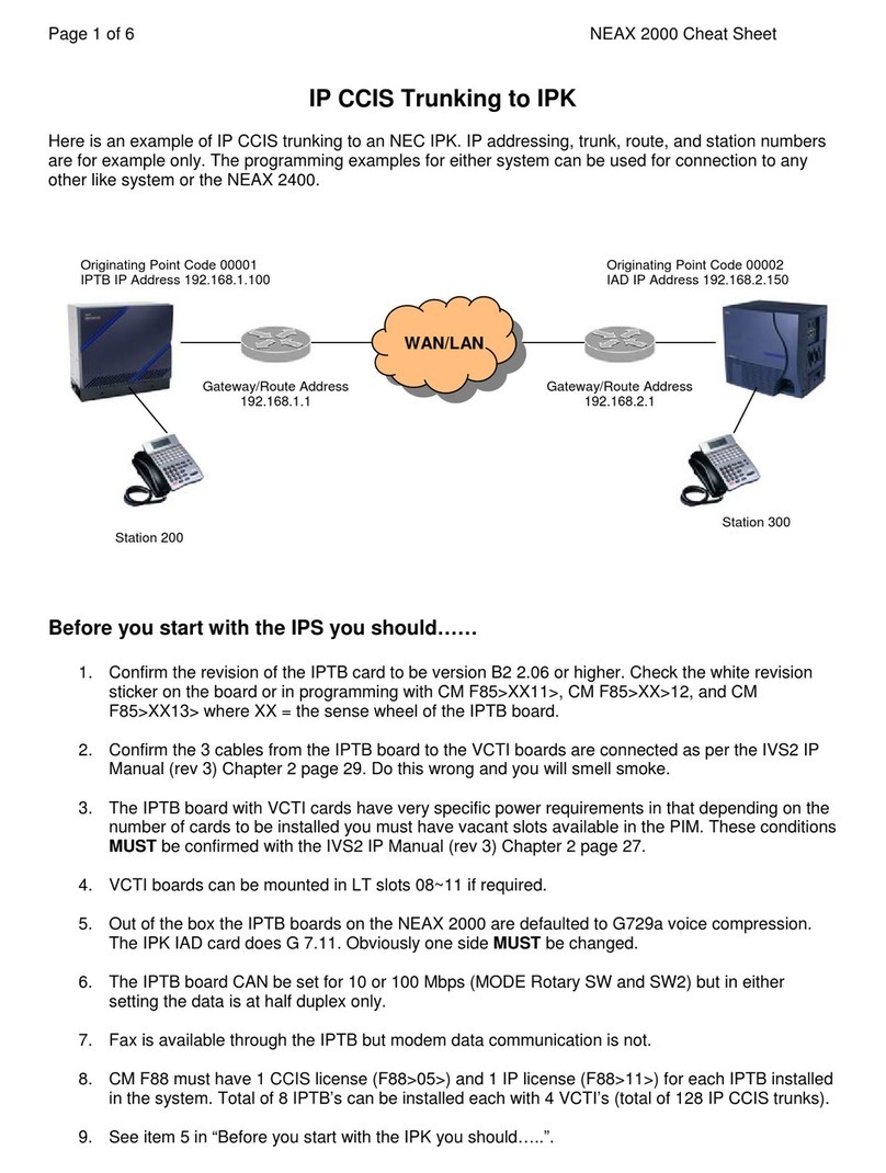 NEC NEAX 2000 CHEAT SHEET