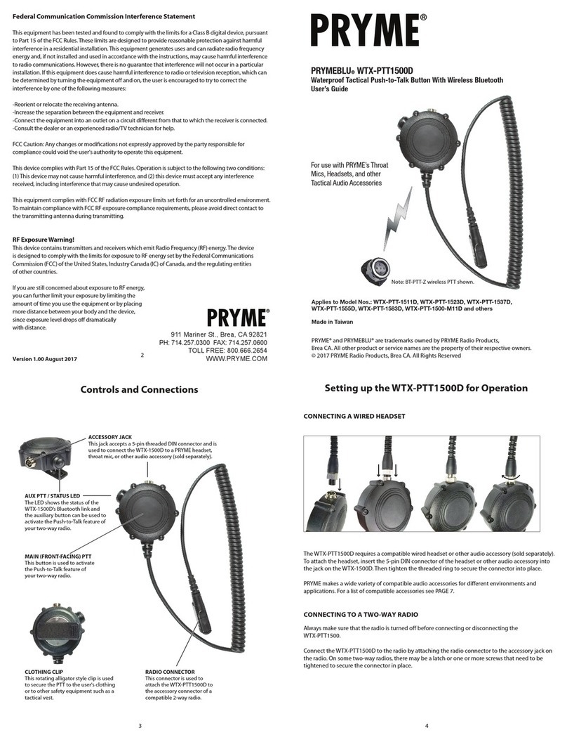 PRYME PRYMEBLU WTX-PTT1500D user guide