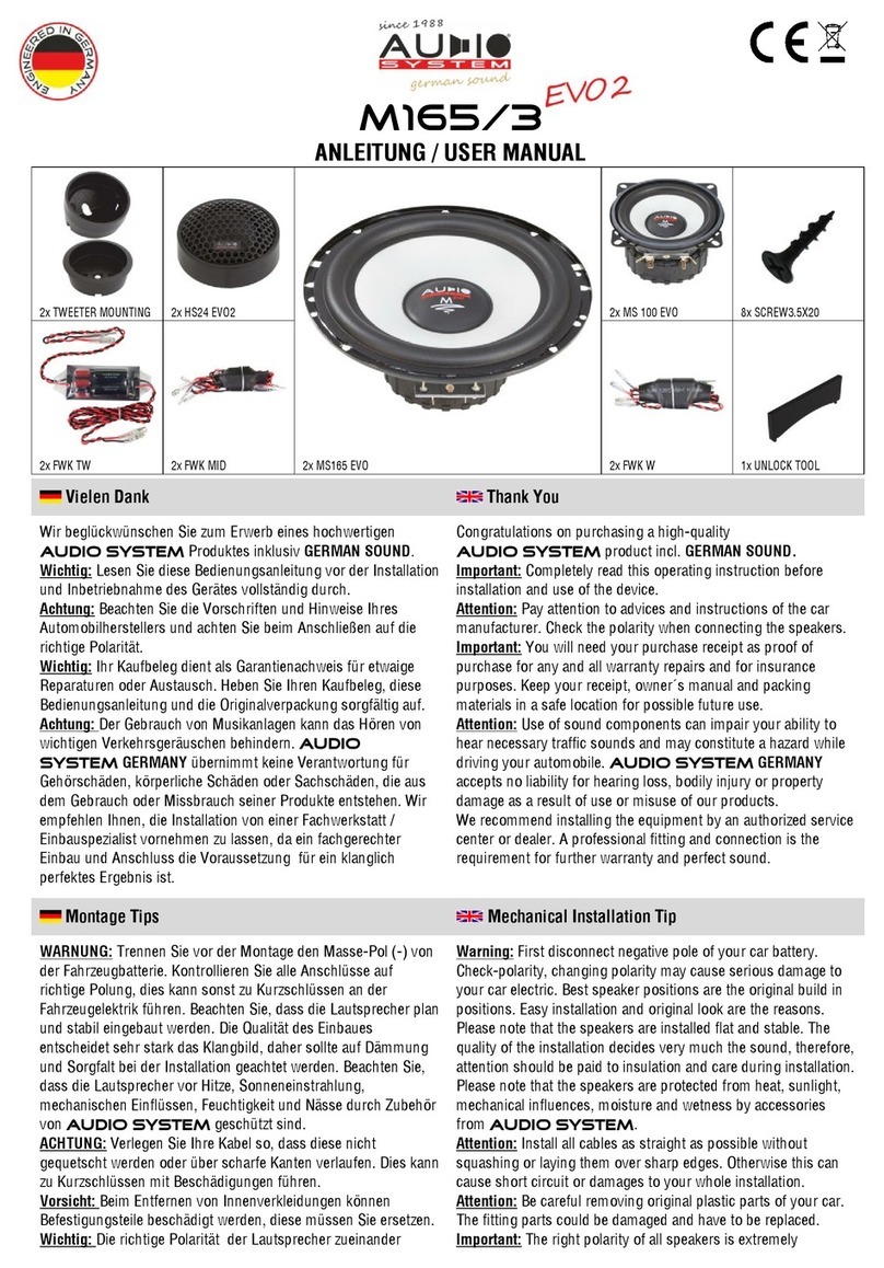 Audiosystem M165/3 EVO 2 User manual