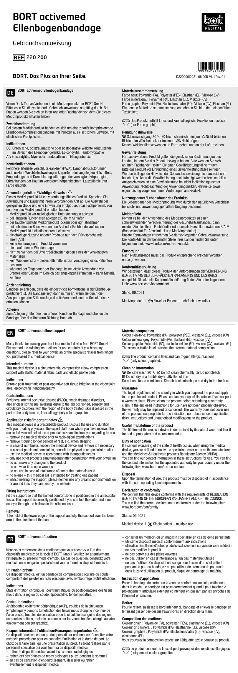 bort medical 220 200 manual