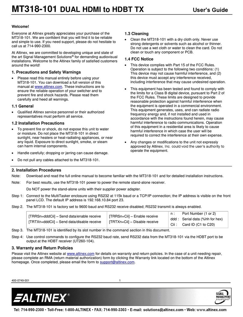 Altinex MT318-101 User manual