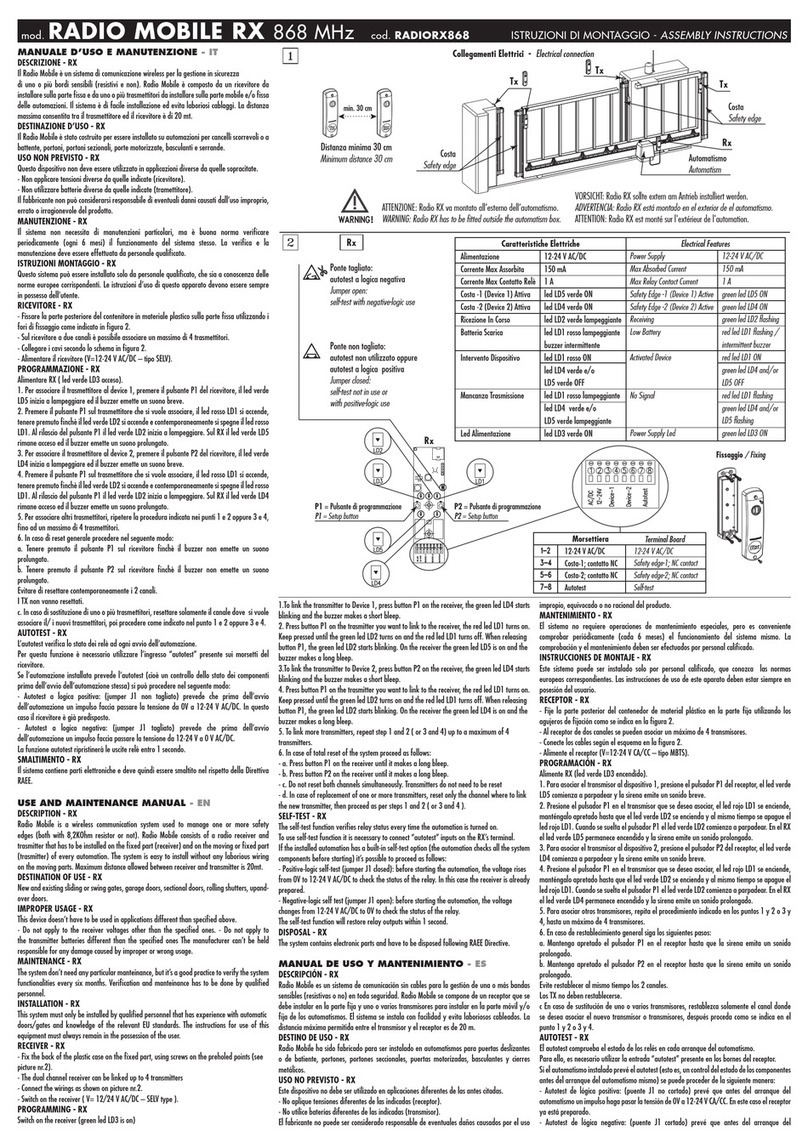 C.C.E. RADIO MOBILE RX 868 MHz Assembly instructions