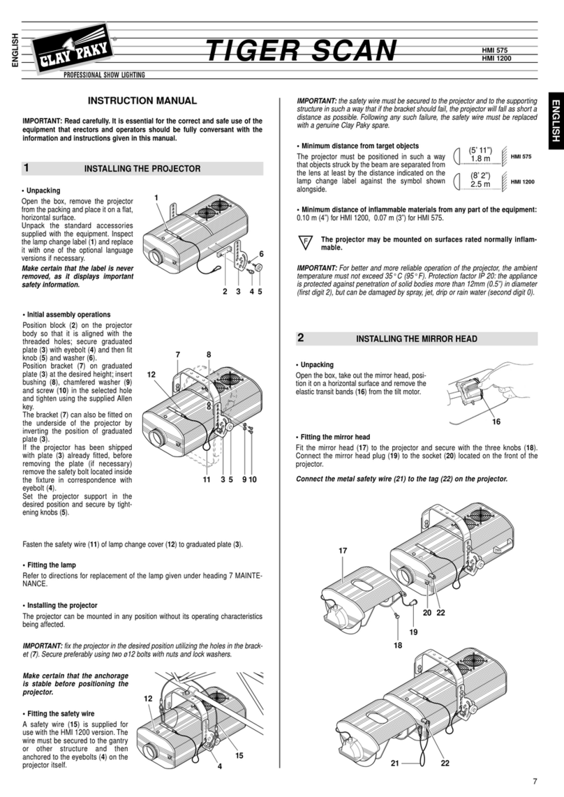 Claypaky TIGER SCAN HMI 575 User manual