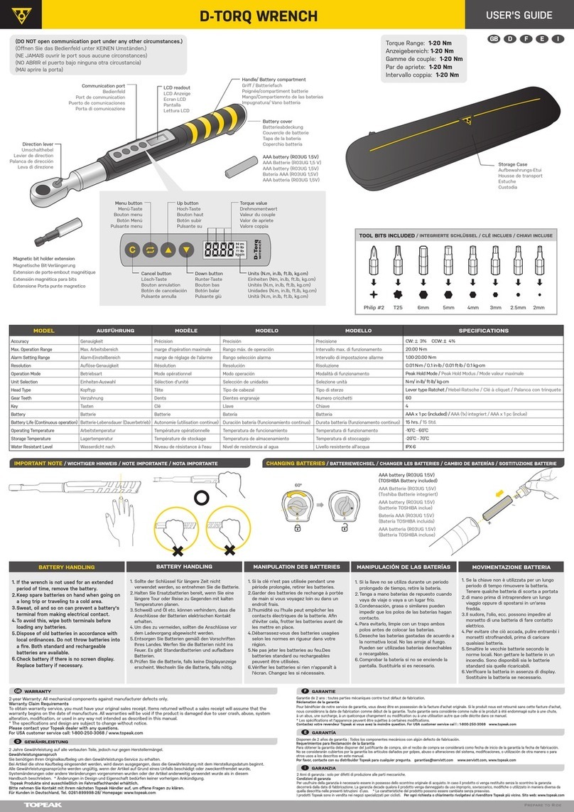 Topeak D-TORQ WRENCH User manual