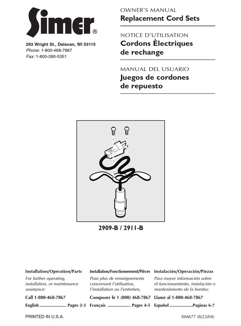 Simer 2909-B owner's manual
