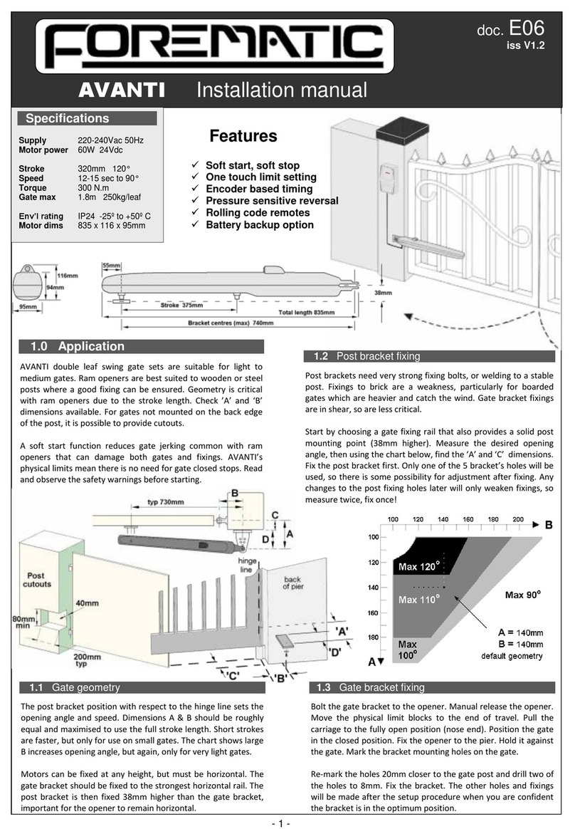 Forematic AVANTI installation manual Forematic AVANTI installation manual