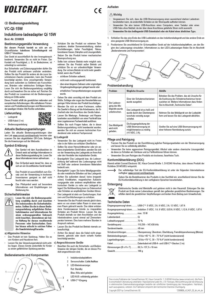 VOLTCRAFT VC-QI-15W operating instructions
