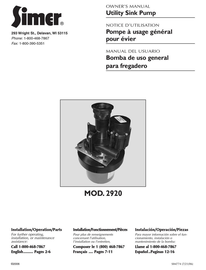 Simer 2920 User manual