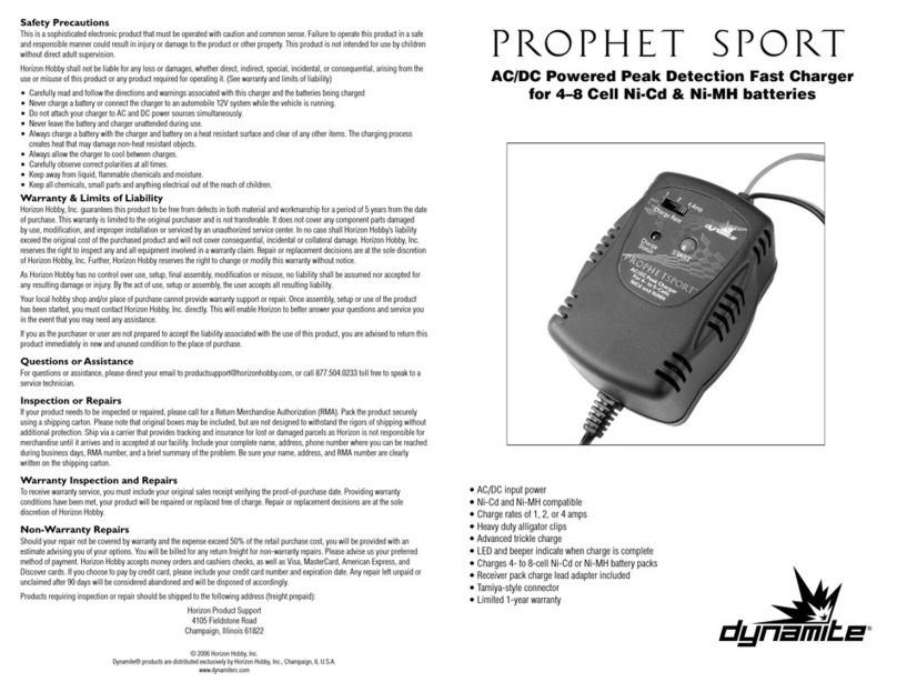 Horizon Hobby dynamite PROPHET SPORT instruction manual Horizon Hobby dynamite PROPHET SPORT instruction manual