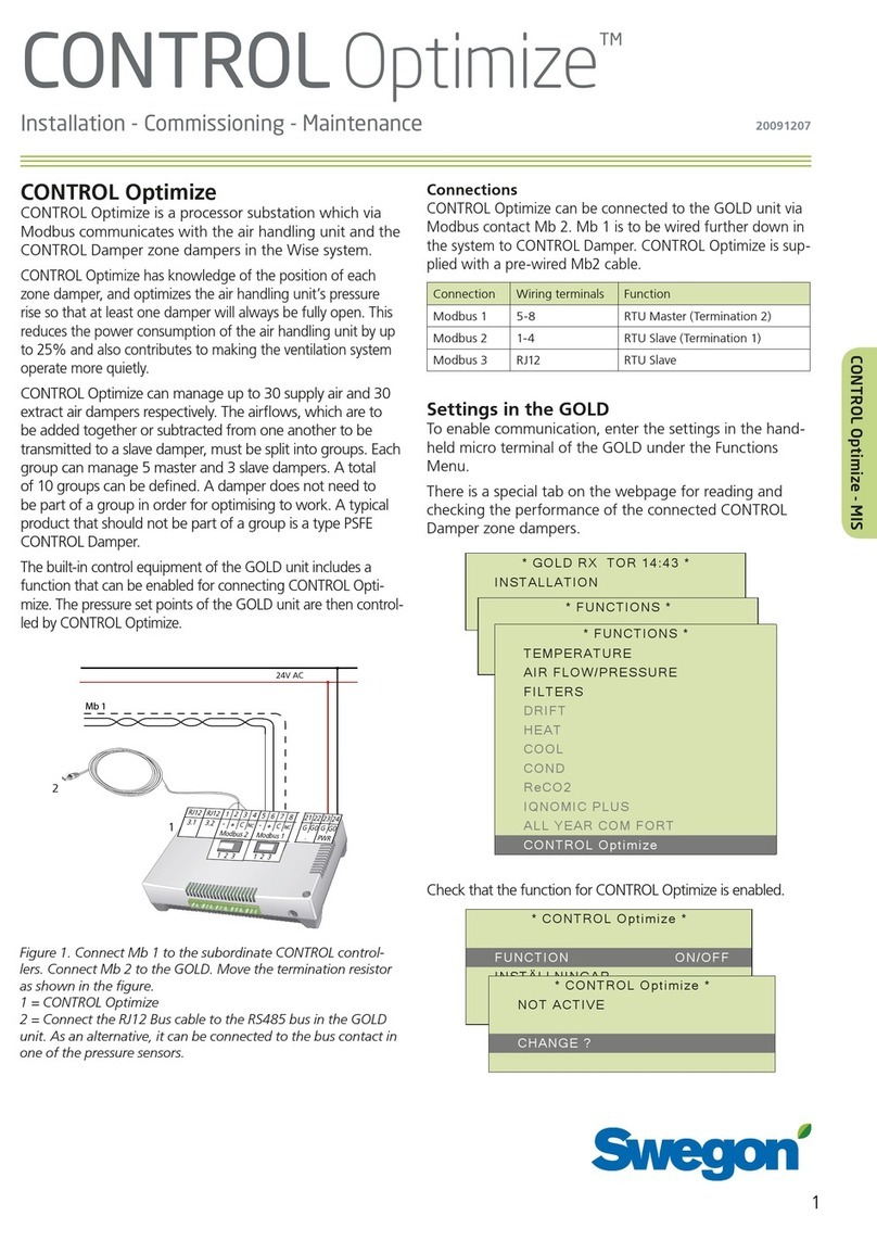 Swegon CONTROL Optimize Installation, commissioning maintenance
