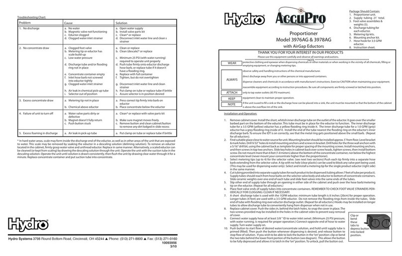 Dover Hydro AccuPro quick start guide