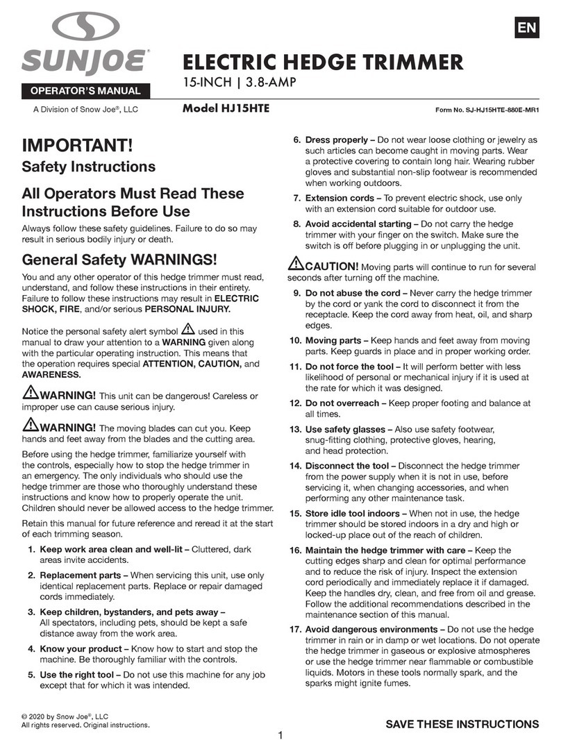 SNOWJOE SunJoe HJ15HTE User manual