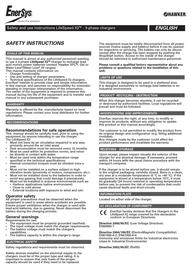 Hawker EnerSys LifeSpeed IQ Safety and use instructions