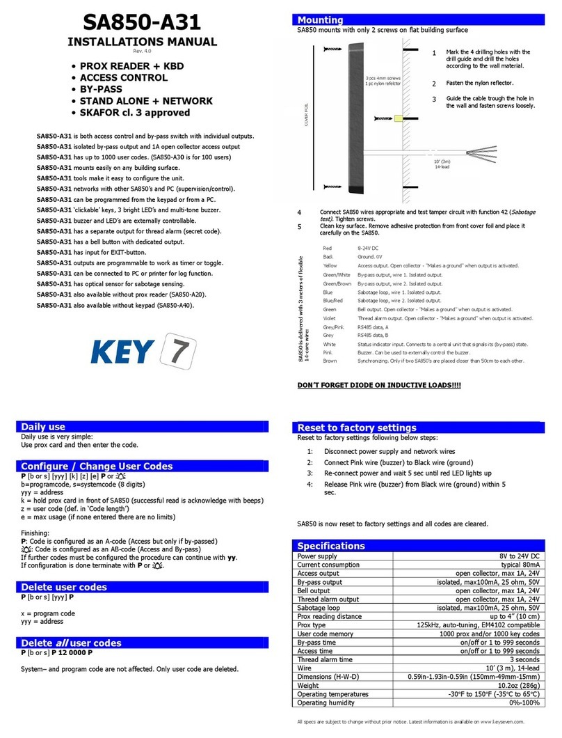Key 7 SA850-A31 installation manual