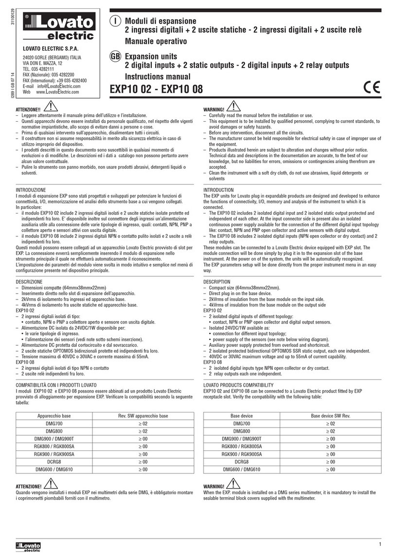 LOVATO ELECTRIC EXP10 02 User manual
