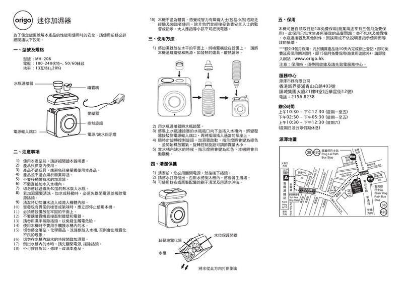 ORIGO MH-208 instructions