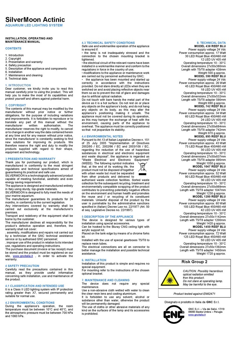 GNC SilverMoon Actinic Installation, operating and maintenance manual
