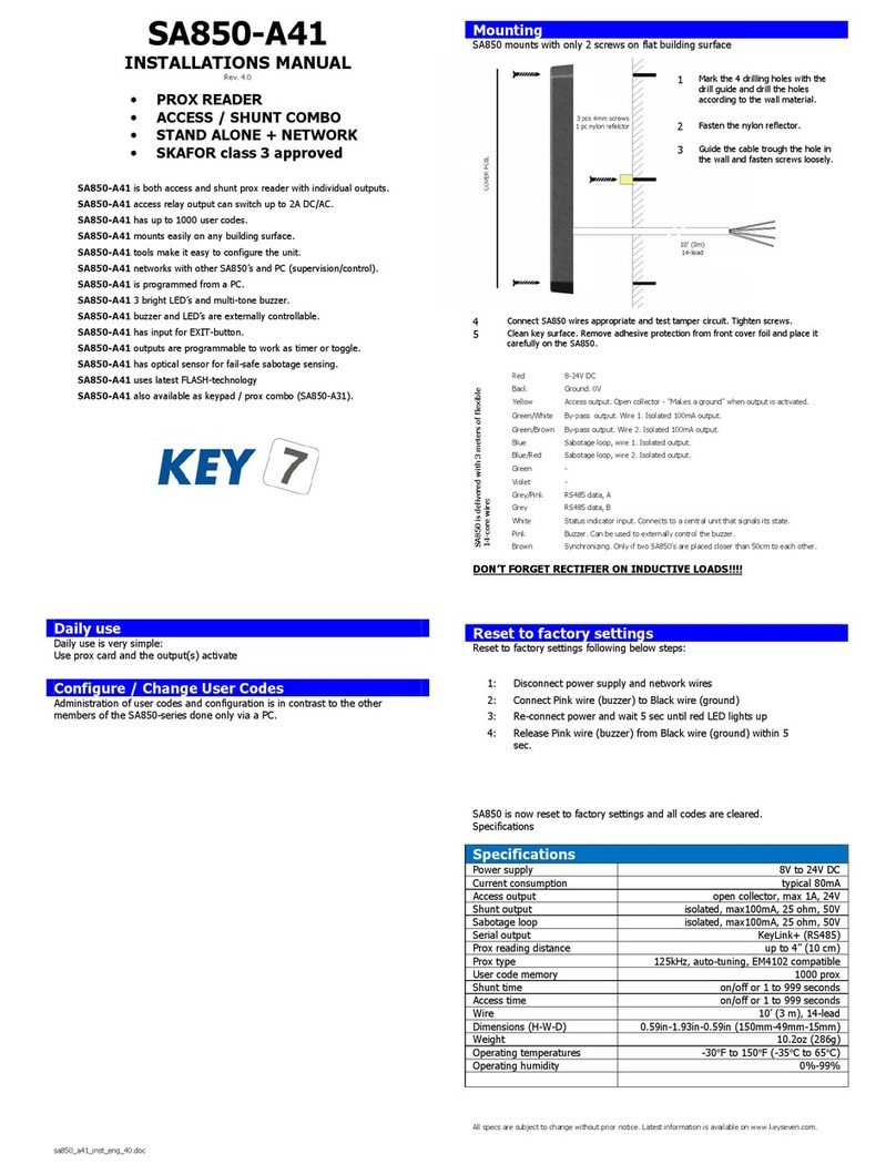 Key 7 SA850-A41 installation manual