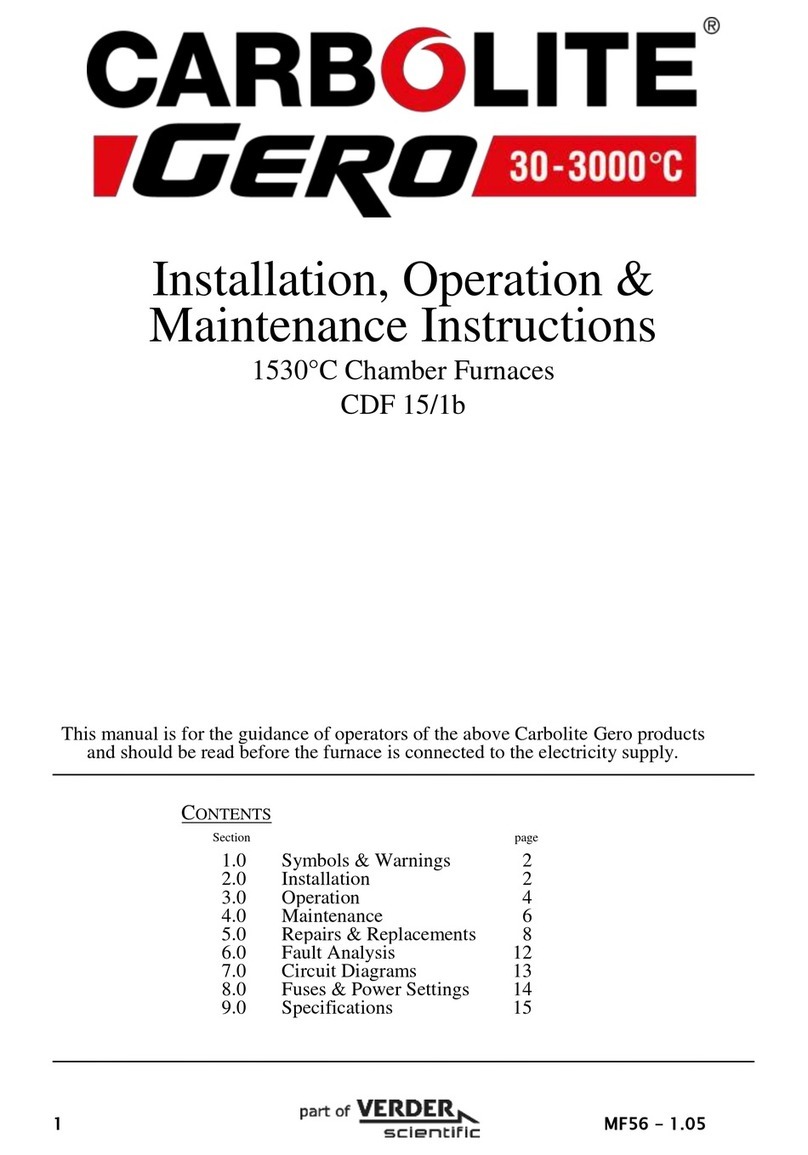 VERDER Carbolite Gero CDF 15/1b Installation, operation & maintenance instructions VERDER Carbolite Gero CDF 15/1b Installation, operation & maintenance instructions