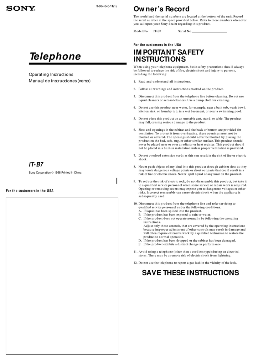 Sony IT-B7 - Telephone User manual Sony IT-B7 - Telephone User manual