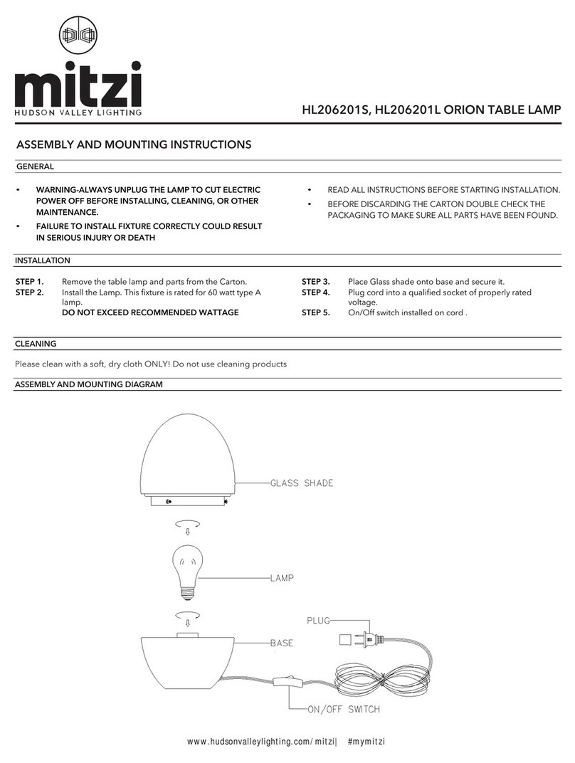mitzi ORION HL206201S Assembly and mounting instructions