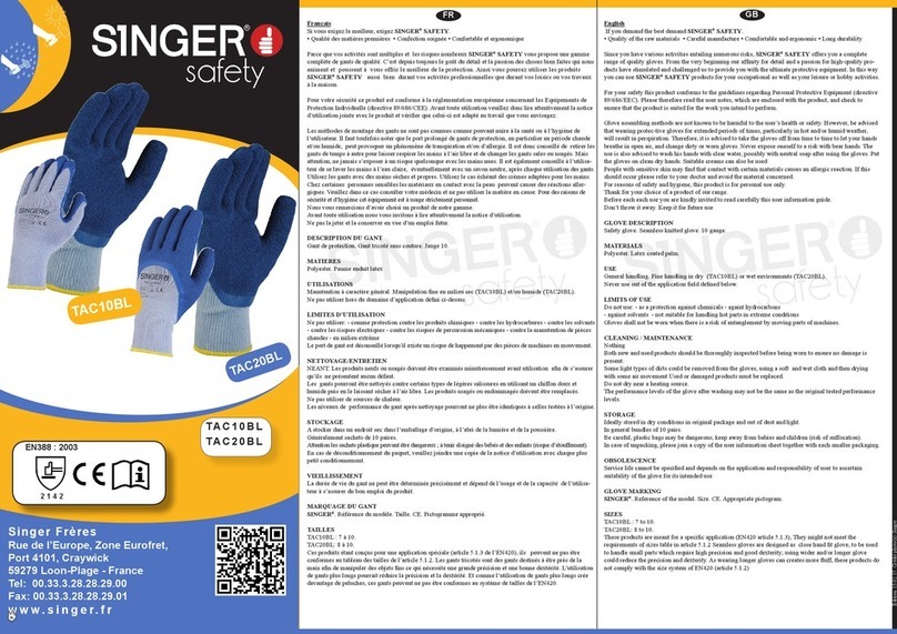 Singer Safety TAC10BL quick start guide