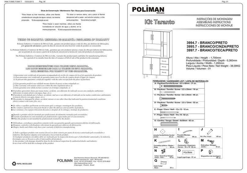 Poliman Moveis 3994.7 Assembling instructions Poliman Moveis 3994.7 Assembling instructions