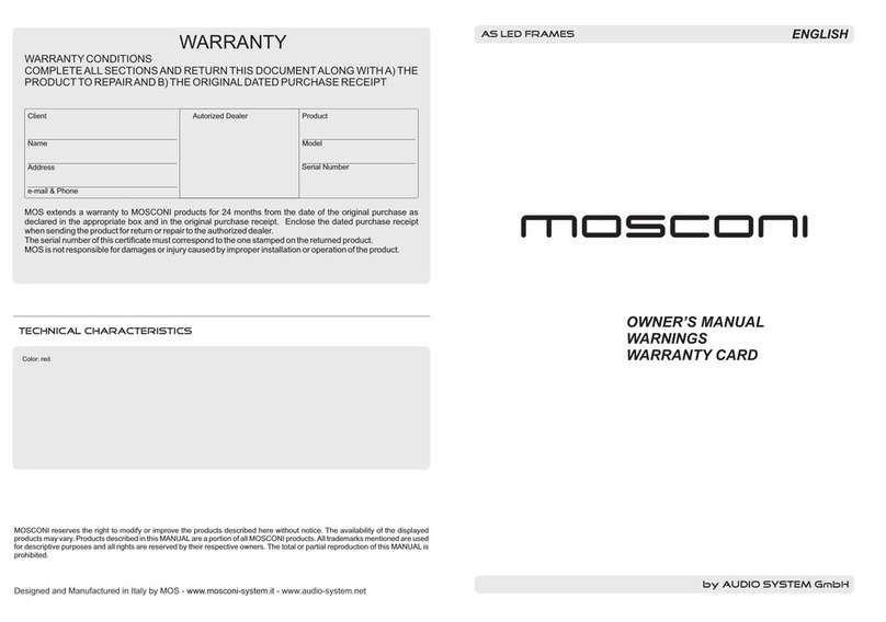 Audiosystem MOSCONI AS LED FRAMES User manual