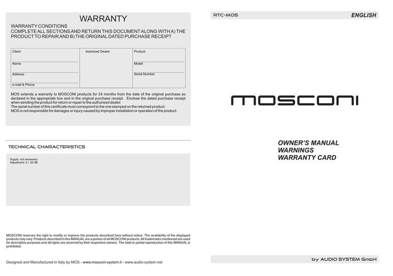 Audiosystem MOSCONI RTC-MOS User manual