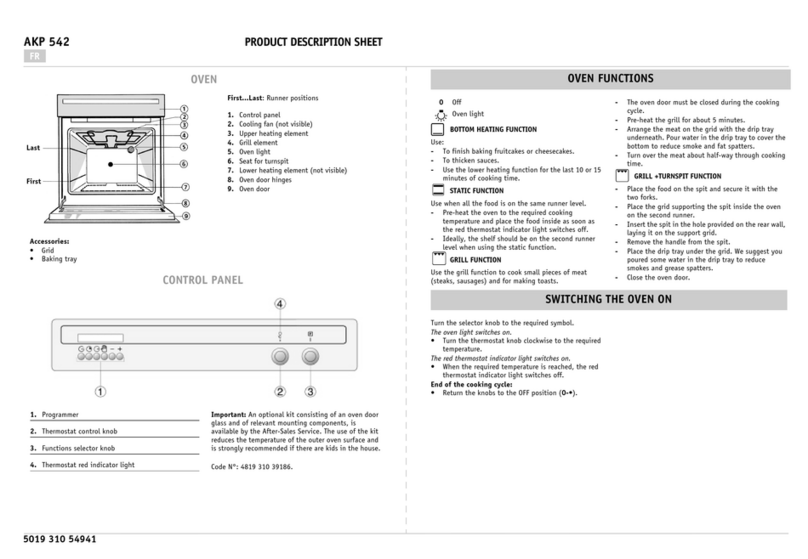 Whirlpool AKP 542 Product description sheet