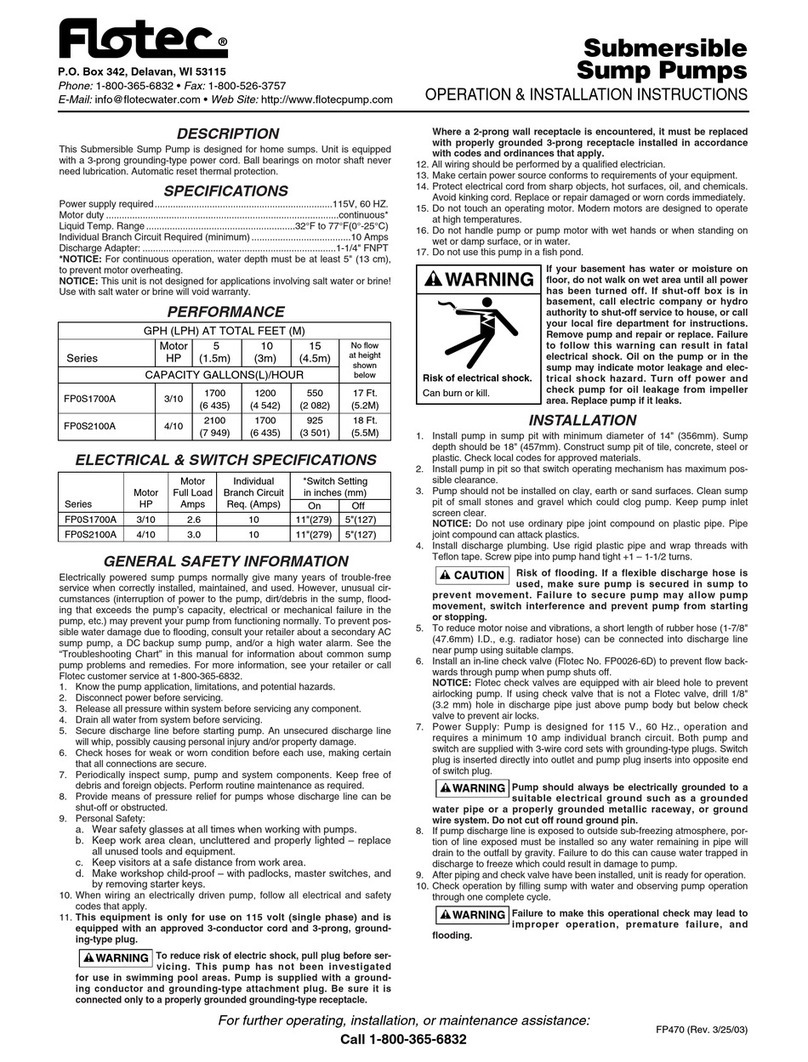 Flotec FP0S1700A Series User manual