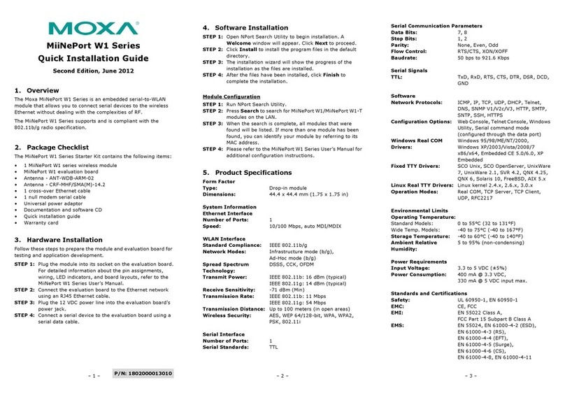 Moxa Technologies MiiNePort W1 Series User manual