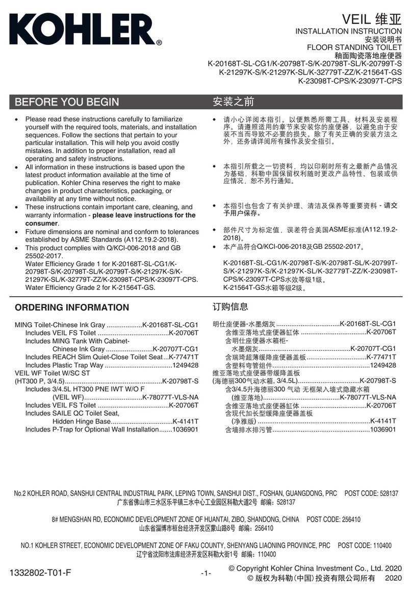 Kohler K-20168T-SL-CG1 User manual