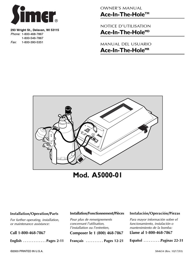 Simer Ace-In-The-Hole A5000-01 owner's manual