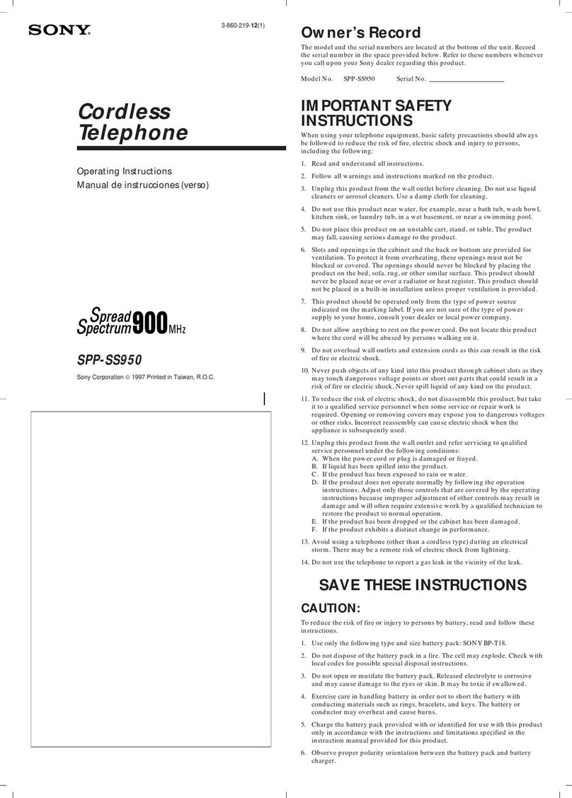 Sony SPP-SS950 User manual Sony SPP-SS950 User manual