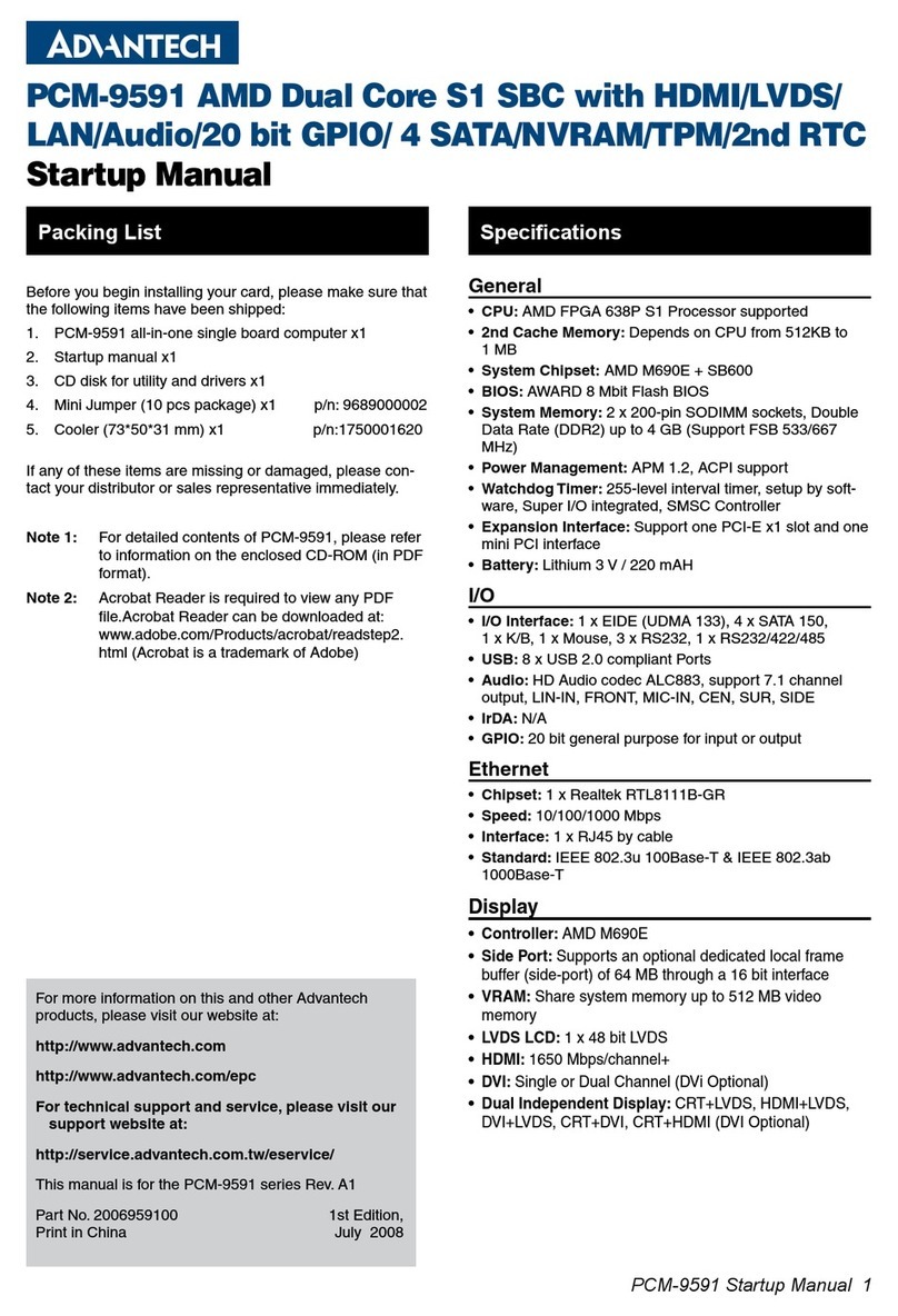 Advantech PCM-9591 Installation and operation manual