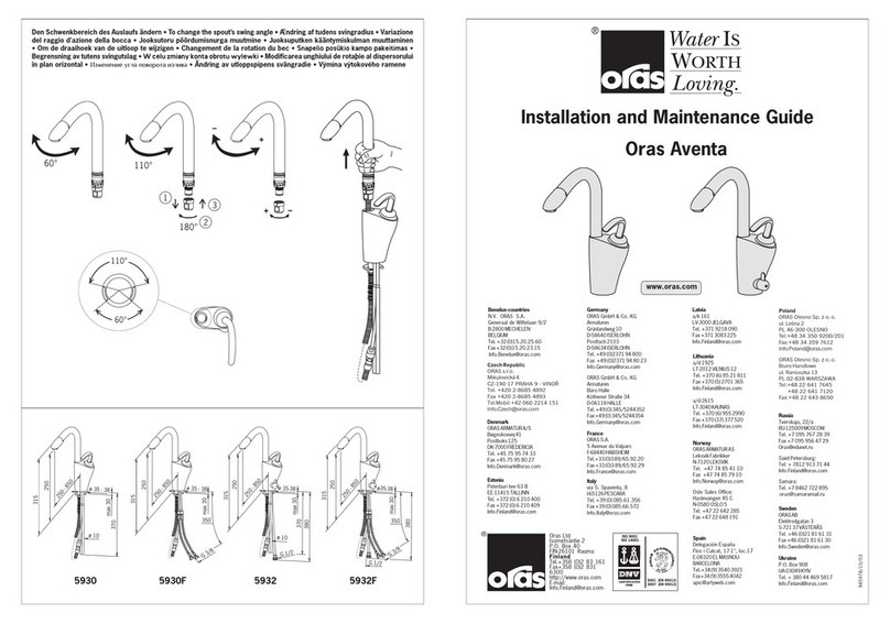 Oras Aventa 5930 Installation and maintenance guide