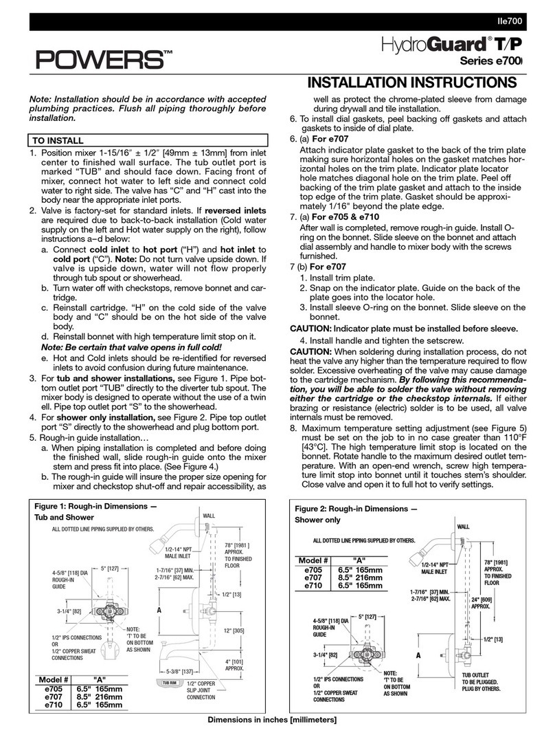 Watts Industries POWERS HydroGuard T/P e700 Series installation instructions
