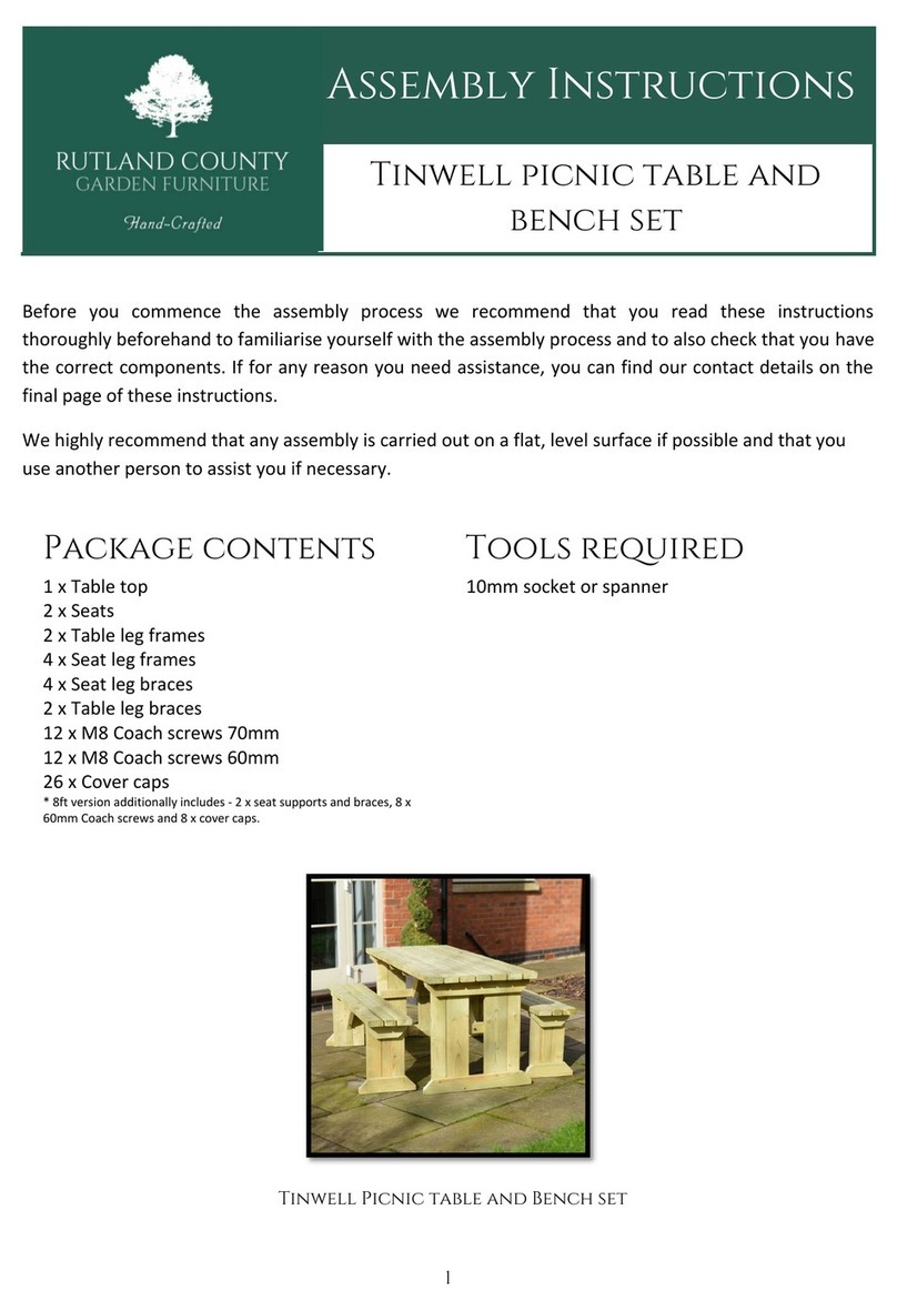 Rutland County Garden Furniture Tinwell picnic table and bench set User manual