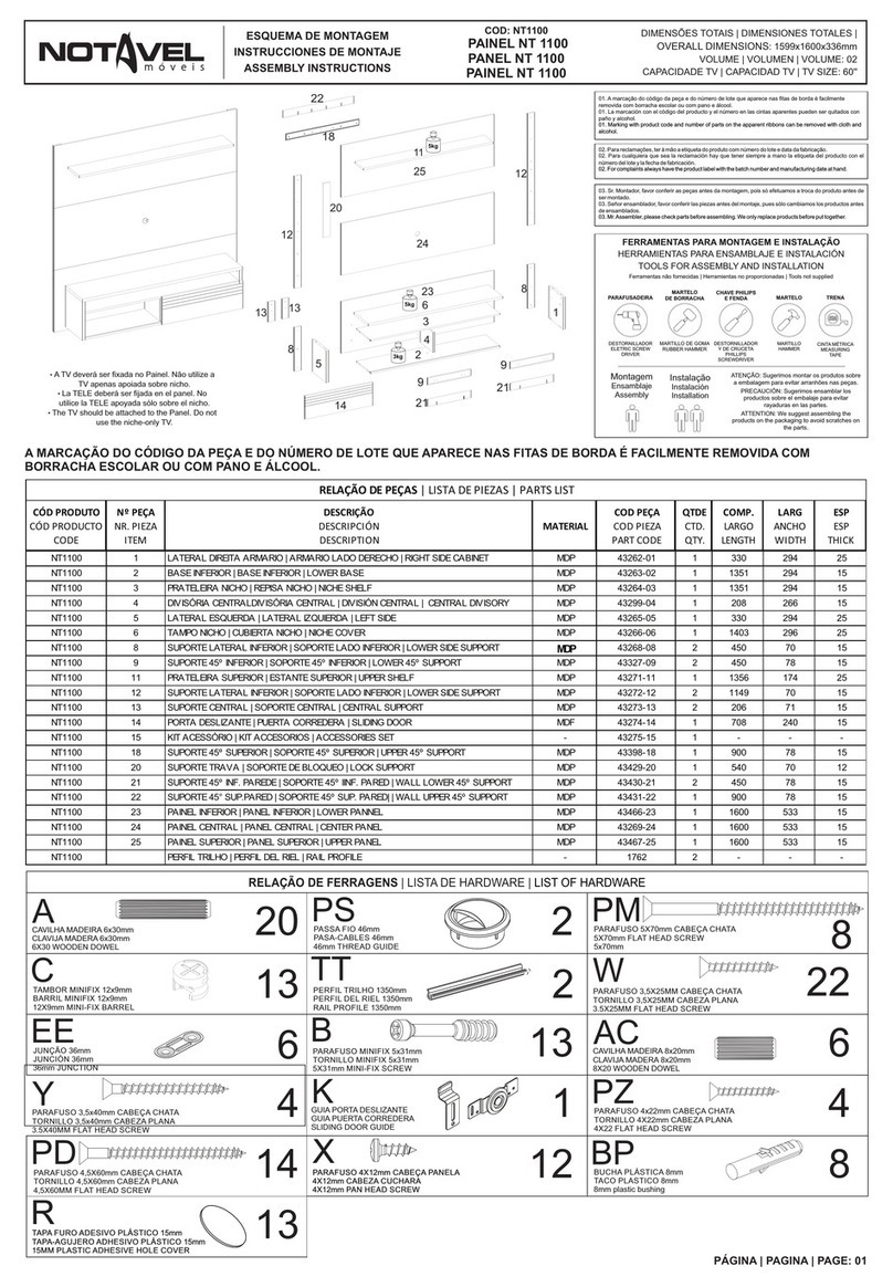Notável Móveis PAINEL NT 1100 Assembly instructions