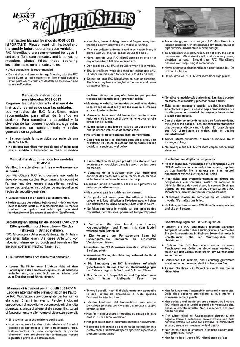 Hobbico R/C MicroSizers 0501-0519 User manual