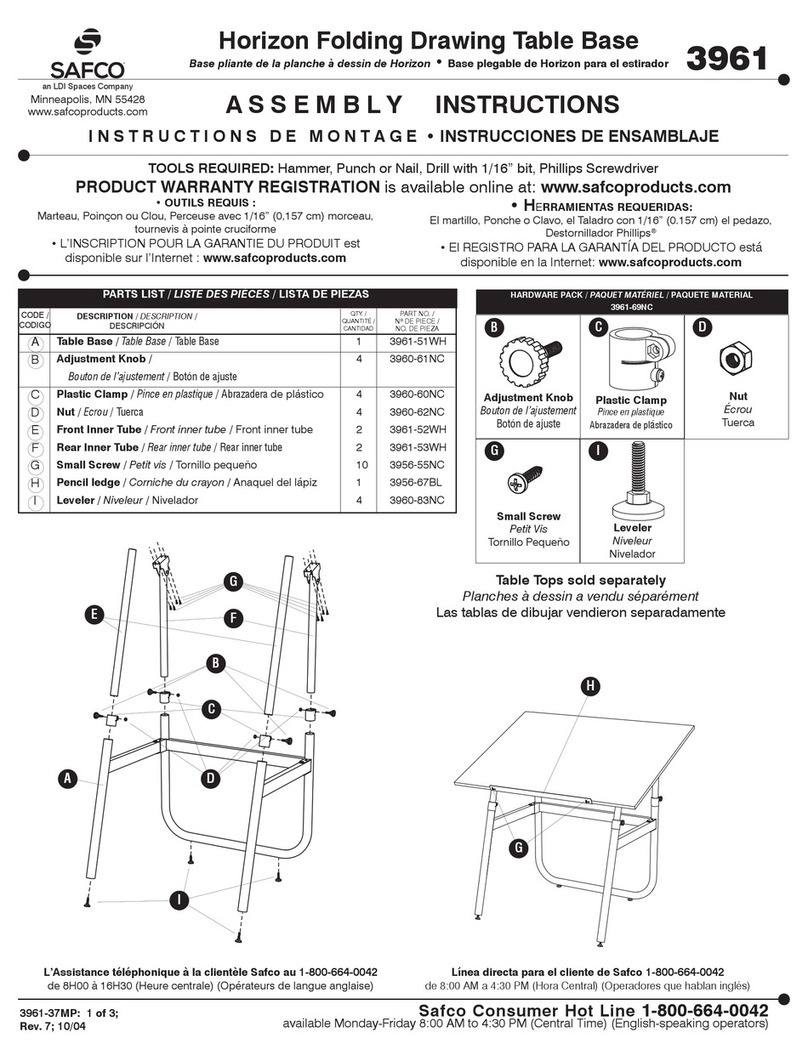 LDI Spaces SAFCO Horizon 3961 User manual LDI Spaces SAFCO Horizon 3961 User manual