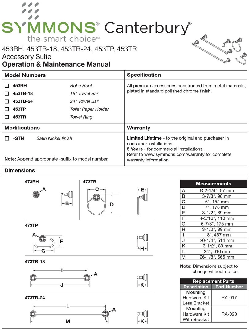 Symmons Canterbury 453RH Operation & maintenance manual