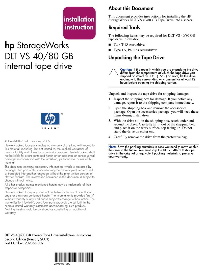 HP StorageWorks DLT VS 40/80 GB Installation instruction HP StorageWorks DLT VS 40/80 GB Installation instruction