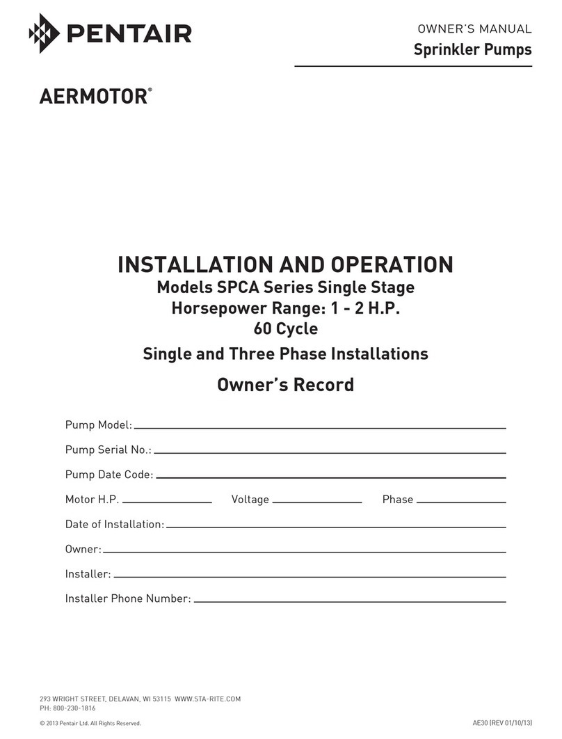 Pentair AERMOTOR SPCA Series User manual