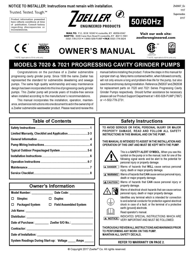 Zoeller 7020 owner's manual