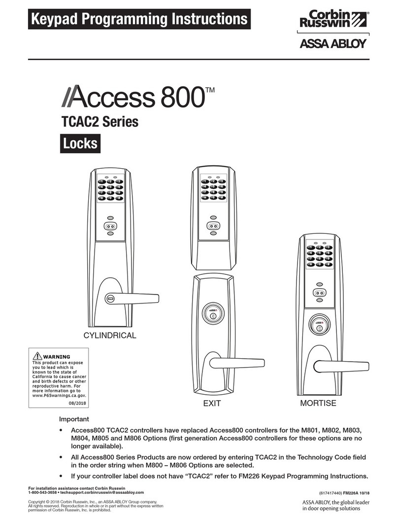 Assa Abloy Corbin Russwin Access 800 TCAC2 Series Installation manual