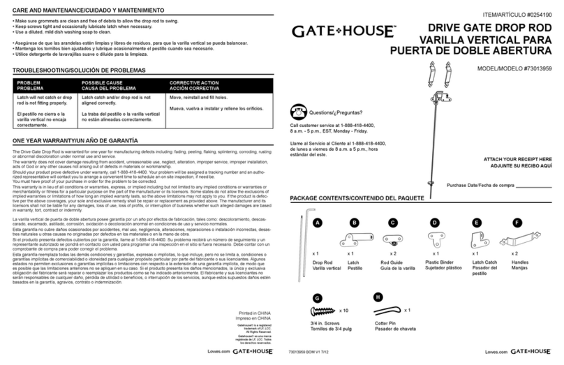 Gate House 73013959 quick start guide