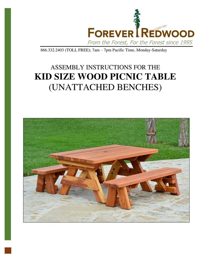 Forever Redwood KID SIZE WOOD PICNIC TABLE Assembly instructions Forever Redwood KID SIZE WOOD PICNIC TABLE Assembly instructions